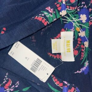 Anthropologie Blue Tunic Top with Vibrant Design